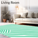Mint Green Curved Stripe Area Rug