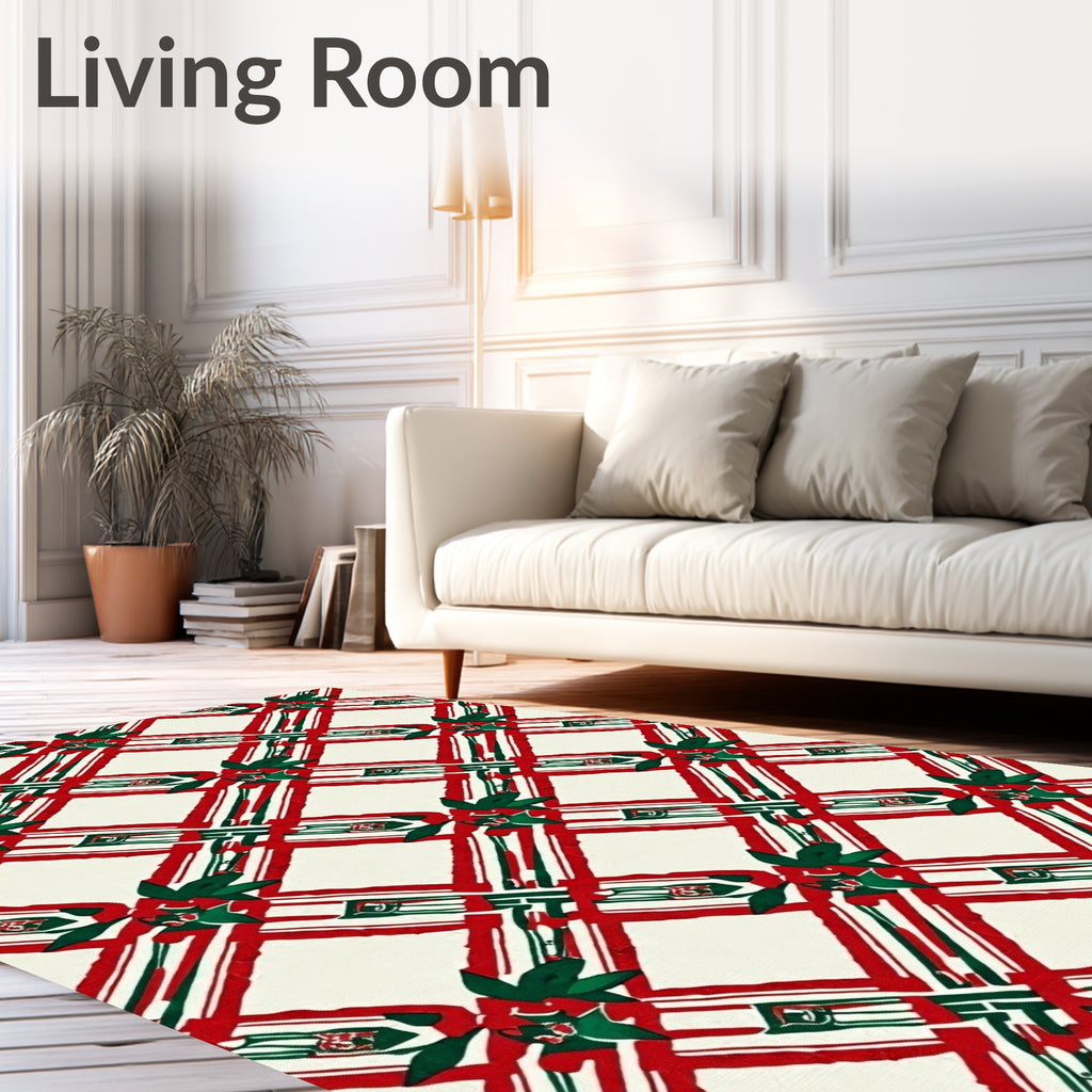 Crimson Green Plaid Lattice Rug