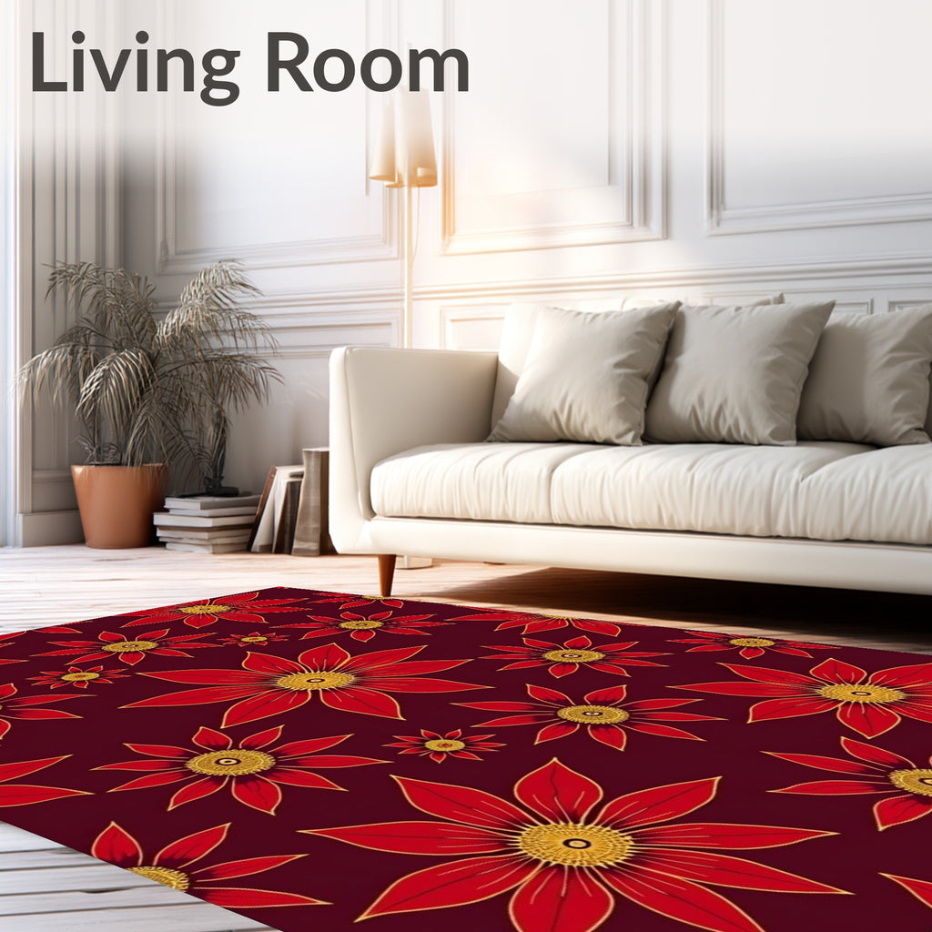 Bold Red Floral Medallion Rug