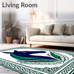 Navy Green Horse Head Crest Rug