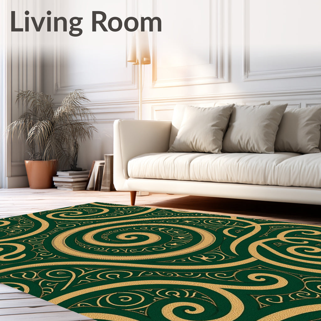 Emerald Gold Swirl Celtic Knot Rug