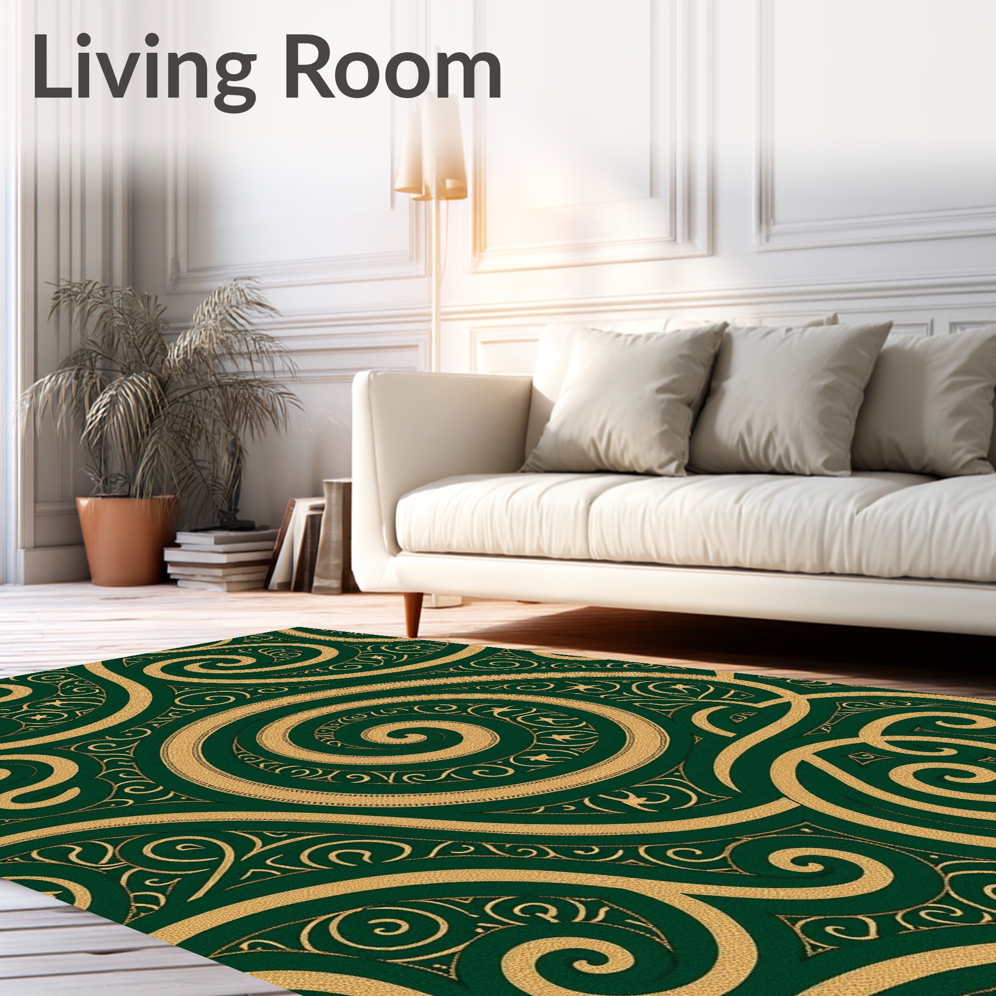 Emerald Gold Swirl Celtic Knot Rug