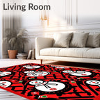 Cute Red Snowman Holiday Medallion Rug