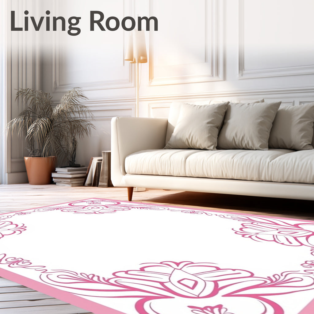 Pink Floral Corner Embellishment Rug
