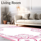Pink Floral Corner Embellishment Rug