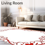 Classic Red Floral Swirl Border Rug