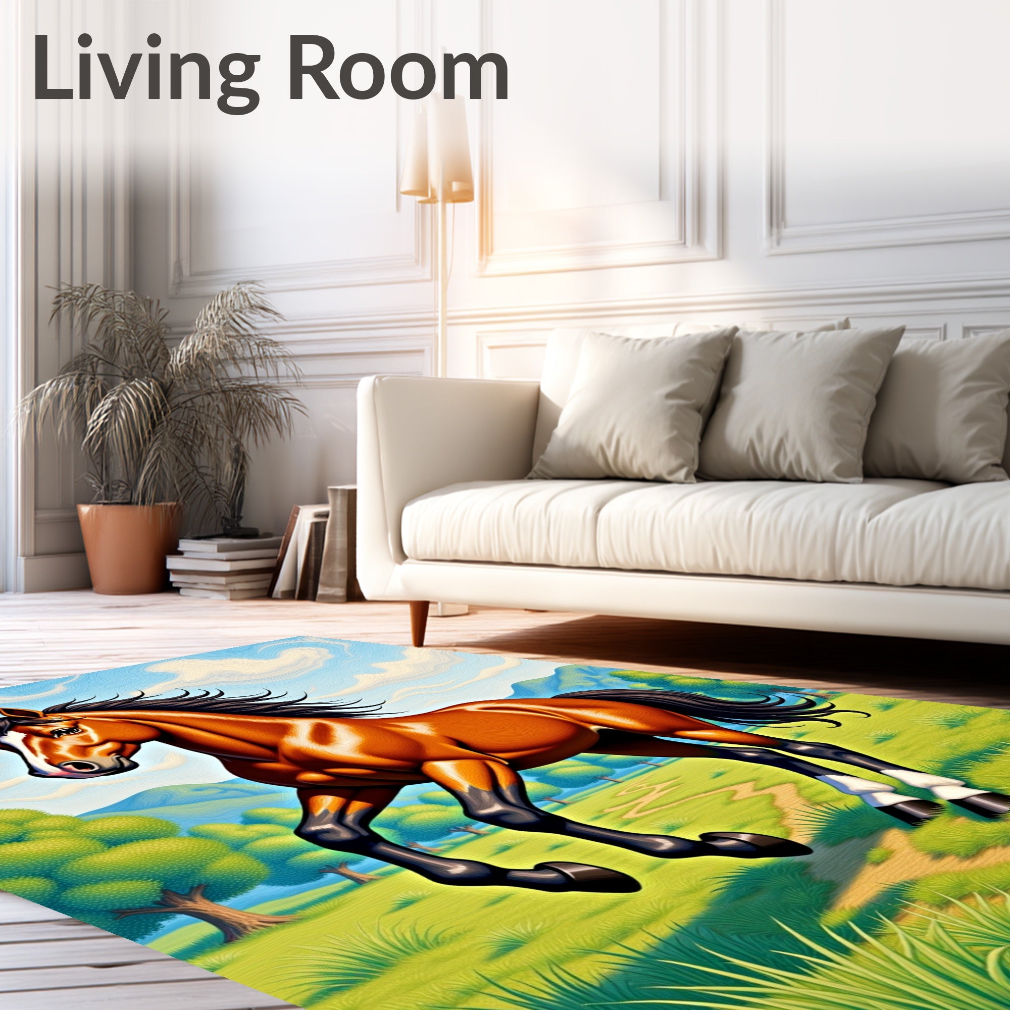 Majestic Bay Horse Countryside Meadow Rug