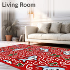 Whimsical Red Shark Holly Swirl Rug