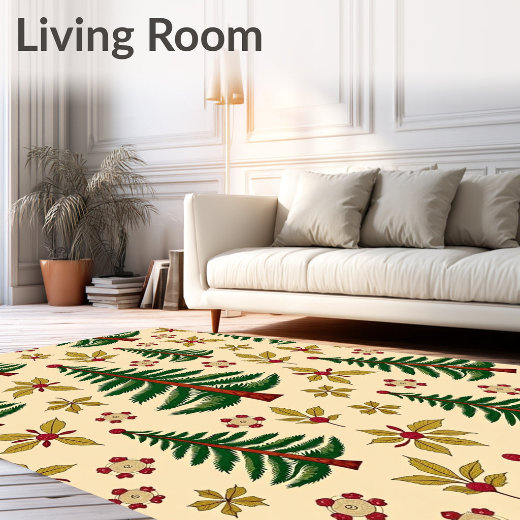 Green Evergreen Forest Cluster Arrangement Rug