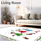 Whimsical Elves Merry Snowflakes Border Rug