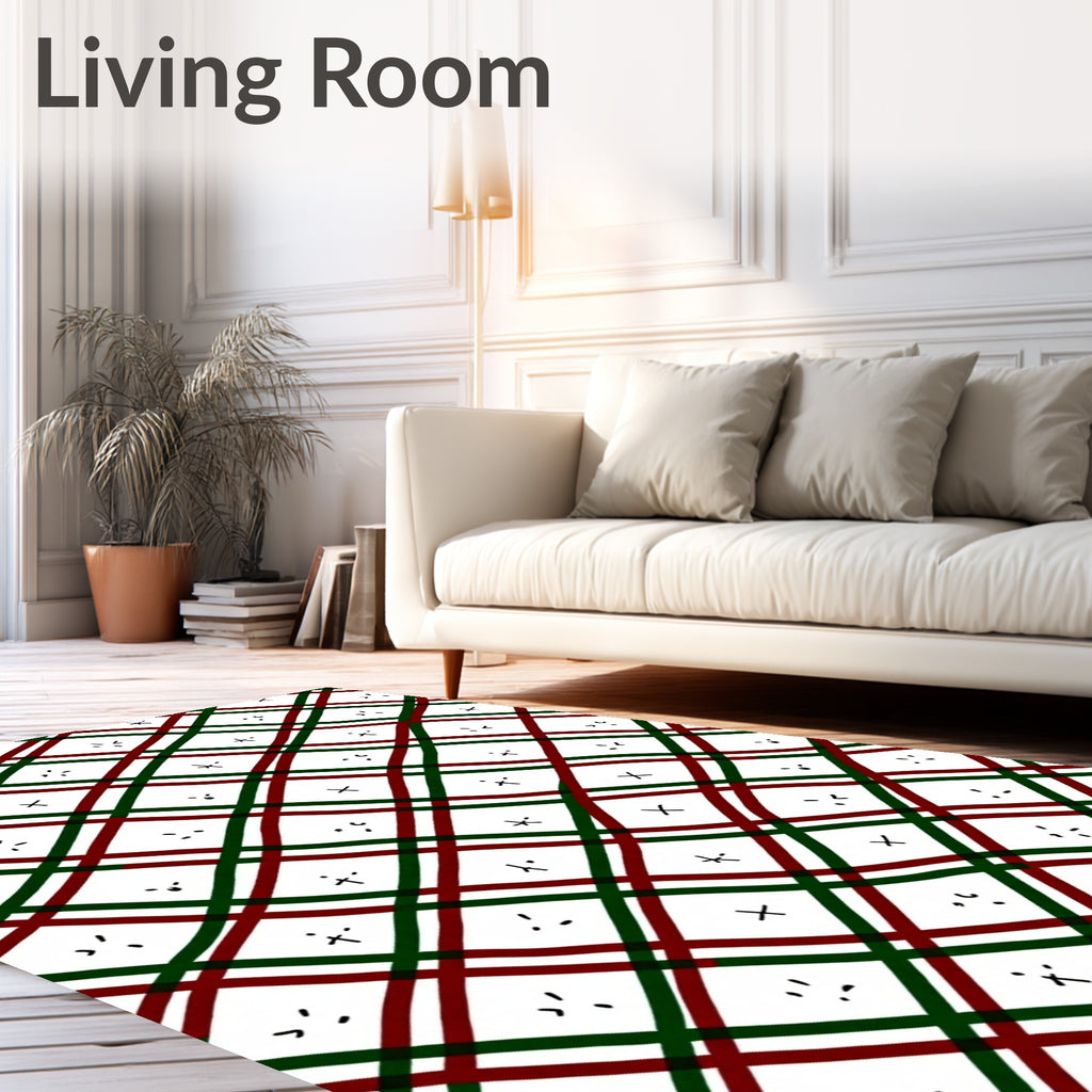 Crimson Green Diagonal Crossing Shapes Rug