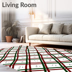 Crimson Green Diagonal Crossing Shapes Rug