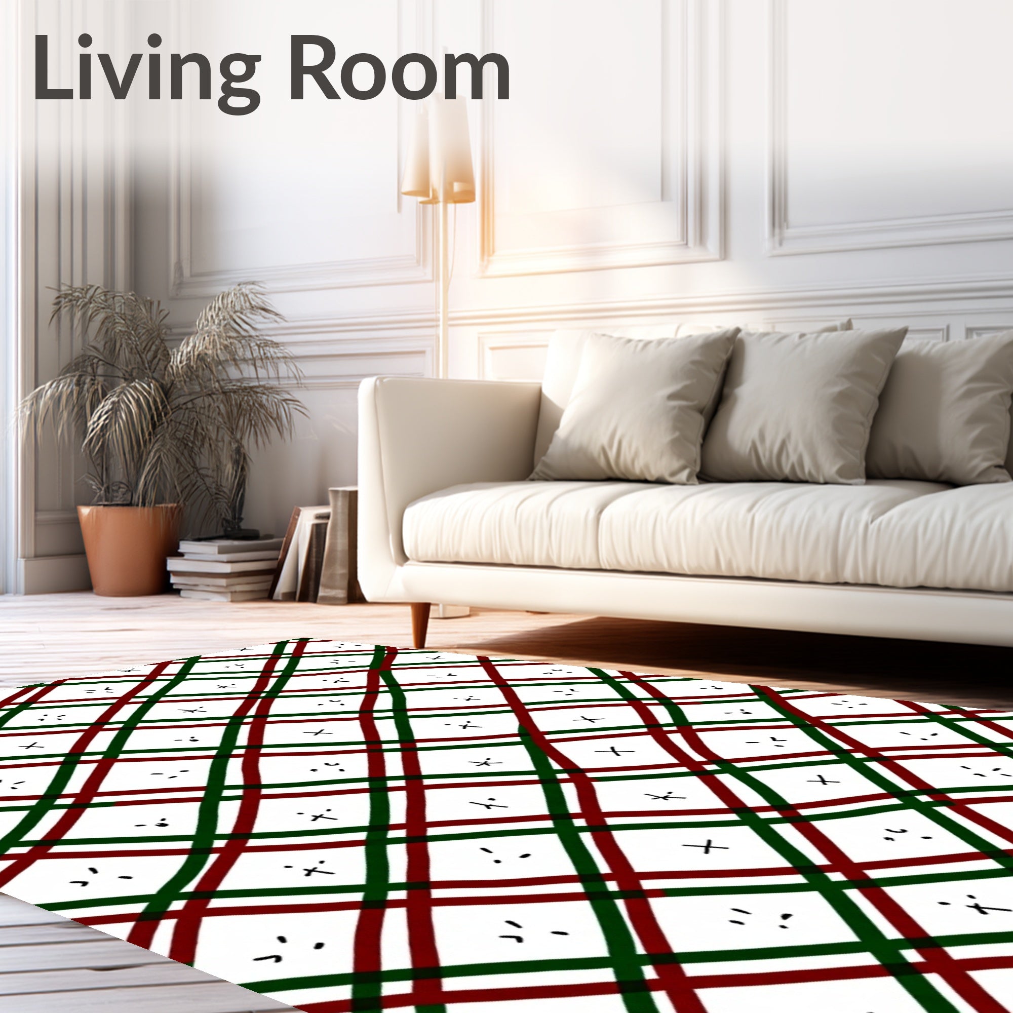 Crimson Green Diagonal Crossing Shapes Rug