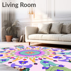 Whimsical Childful Floral Geometric Medallion Rug