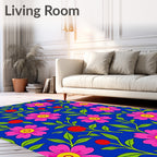 Vibrant Pink Floral Leafy Vine Rug
