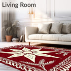 Crimson Cream Eight Petal Star Rug