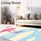 Pink Flamingo Abstract Water Clouds Rug