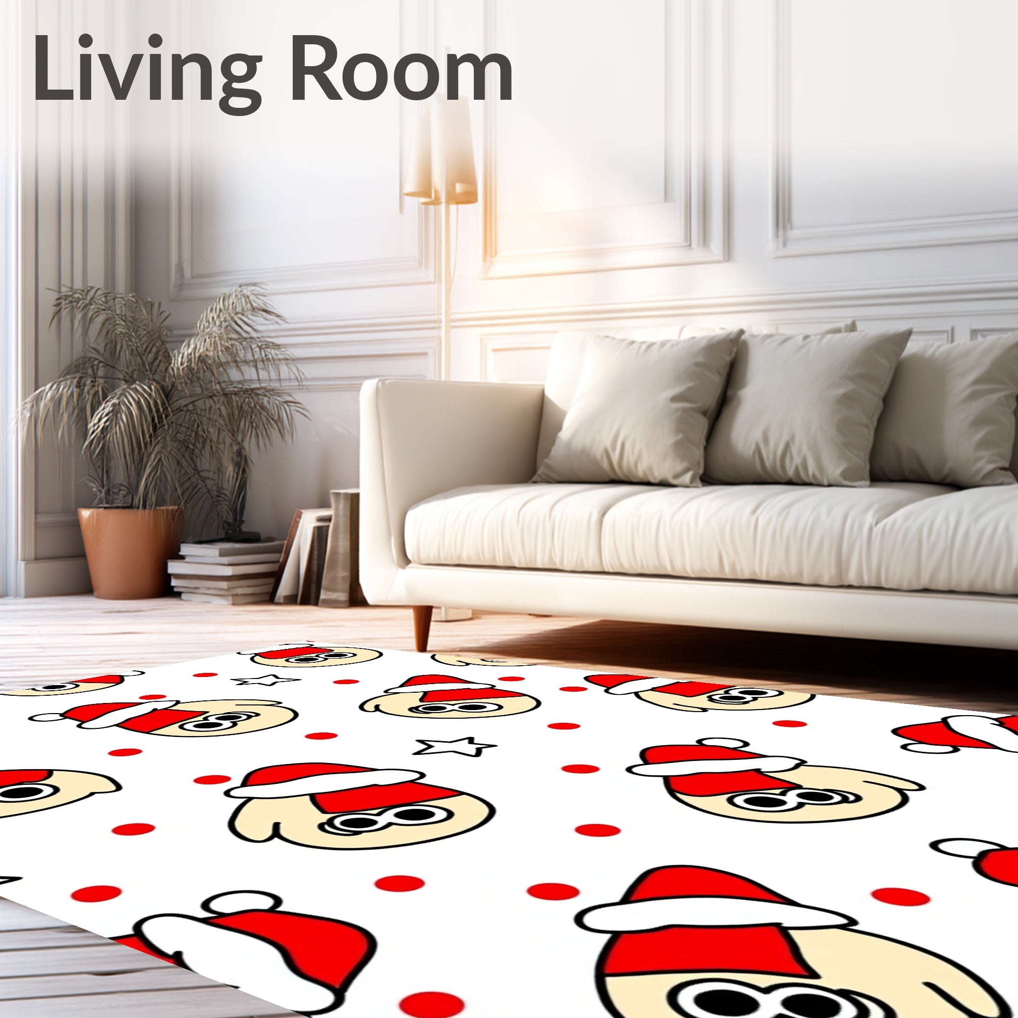 Festive Holiday Character Red Dot Star Rug