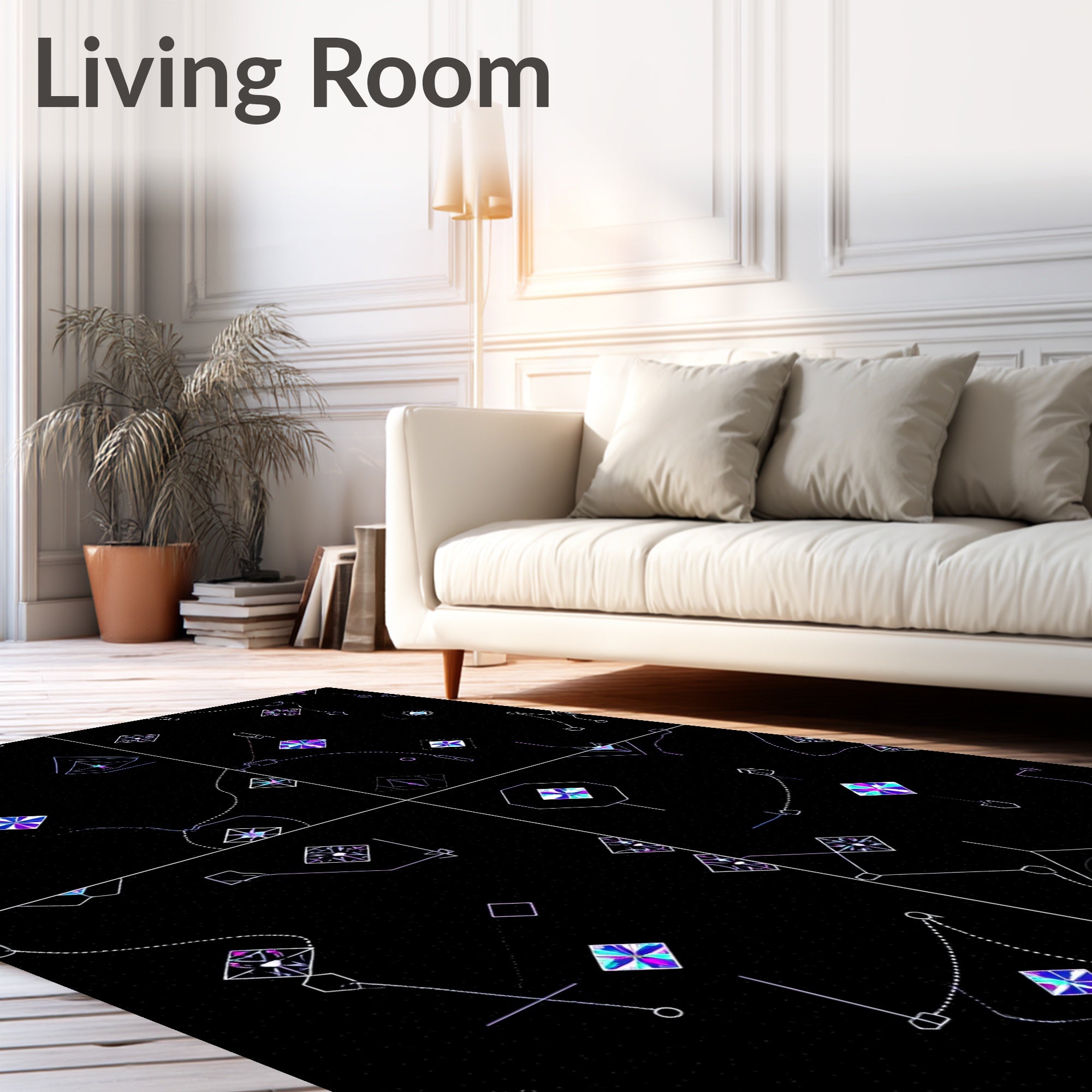 Abstract Geometric Crystal Nebula Swirl Rug
