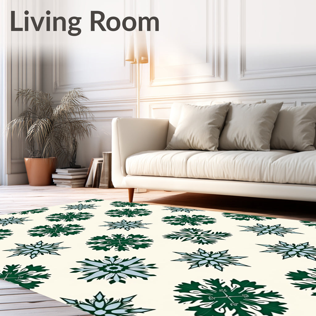 Emerald Green Starburst Snowflake Rug