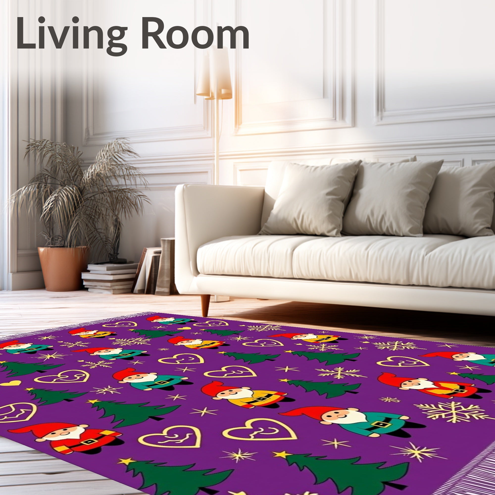 Festive Gnome Christmas Tree Heart Collection Rug
