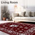 Dark Red Skull Snowflake Medallion Rug