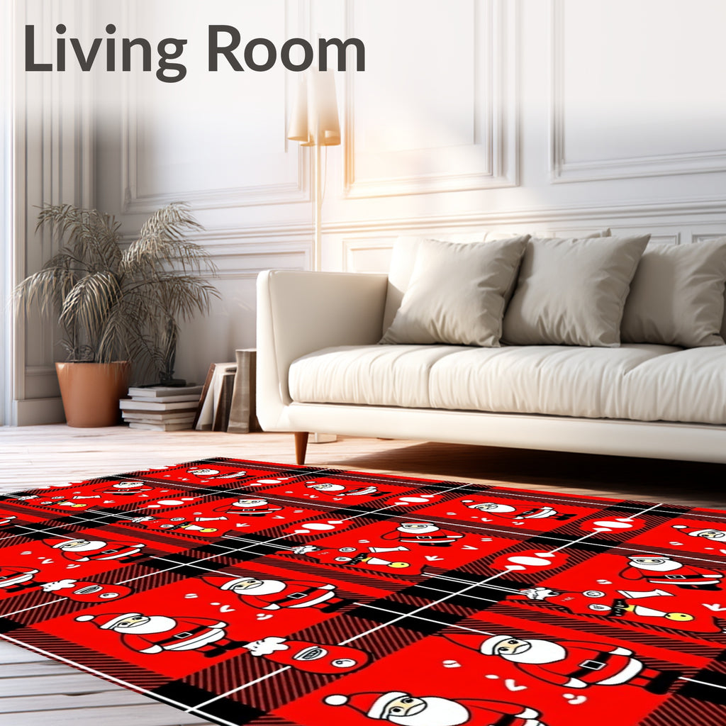Festive Red Plaid Santa Claus Repeat Rug