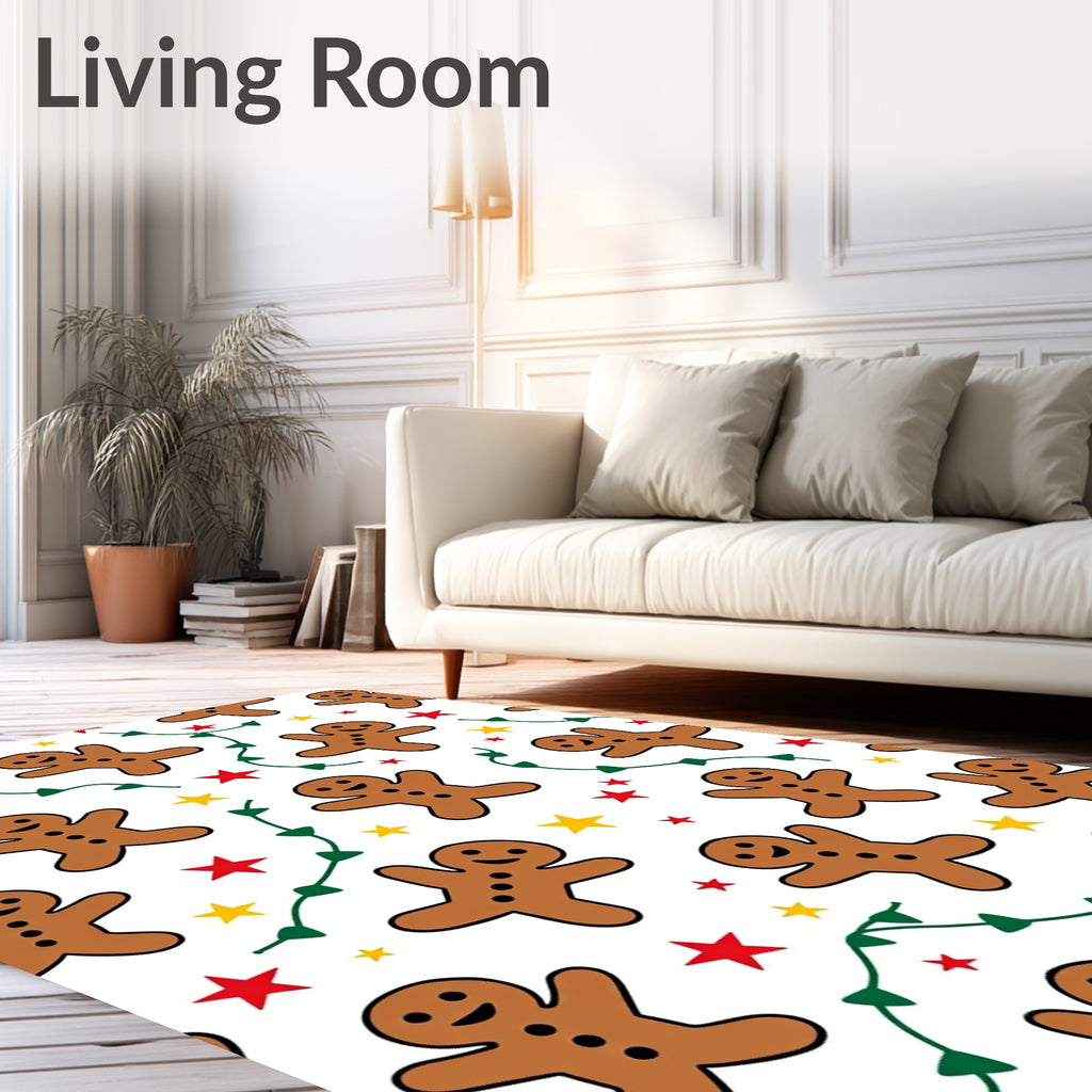 Brown Gingerbread Man with Stars Rug