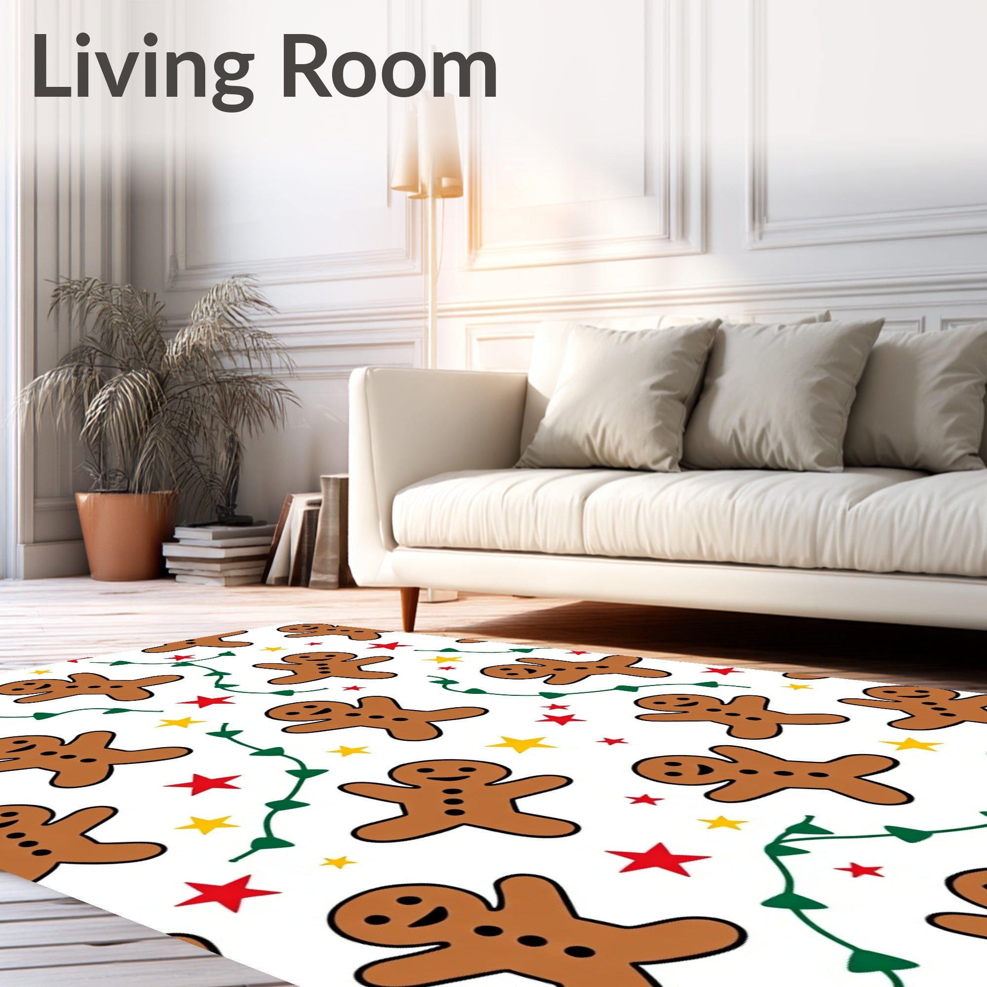 Brown Gingerbread Man with Stars Rug