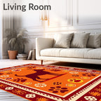 Crimson Dog Paw Floral Medallion Rug