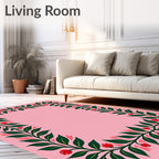 Pink Berry Branch Border Rug