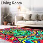 Vibrant Cat Kaleidoscope Jewel Accents Rug