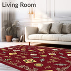 Crimson Golden Leaf Gift Collage Rug