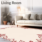Crimson Floral Border Lace Rug