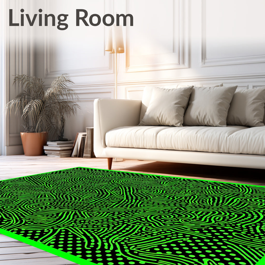 Vibrant Lime Grassy Swirl Texture Rug
