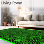 Vibrant Lime Grassy Swirl Texture Rug