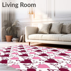 Crimson Pink Heart Flourish Arrangement Rug