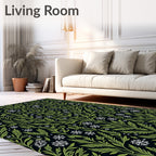 Green Leaf Snowflake Botanical Garden Rug