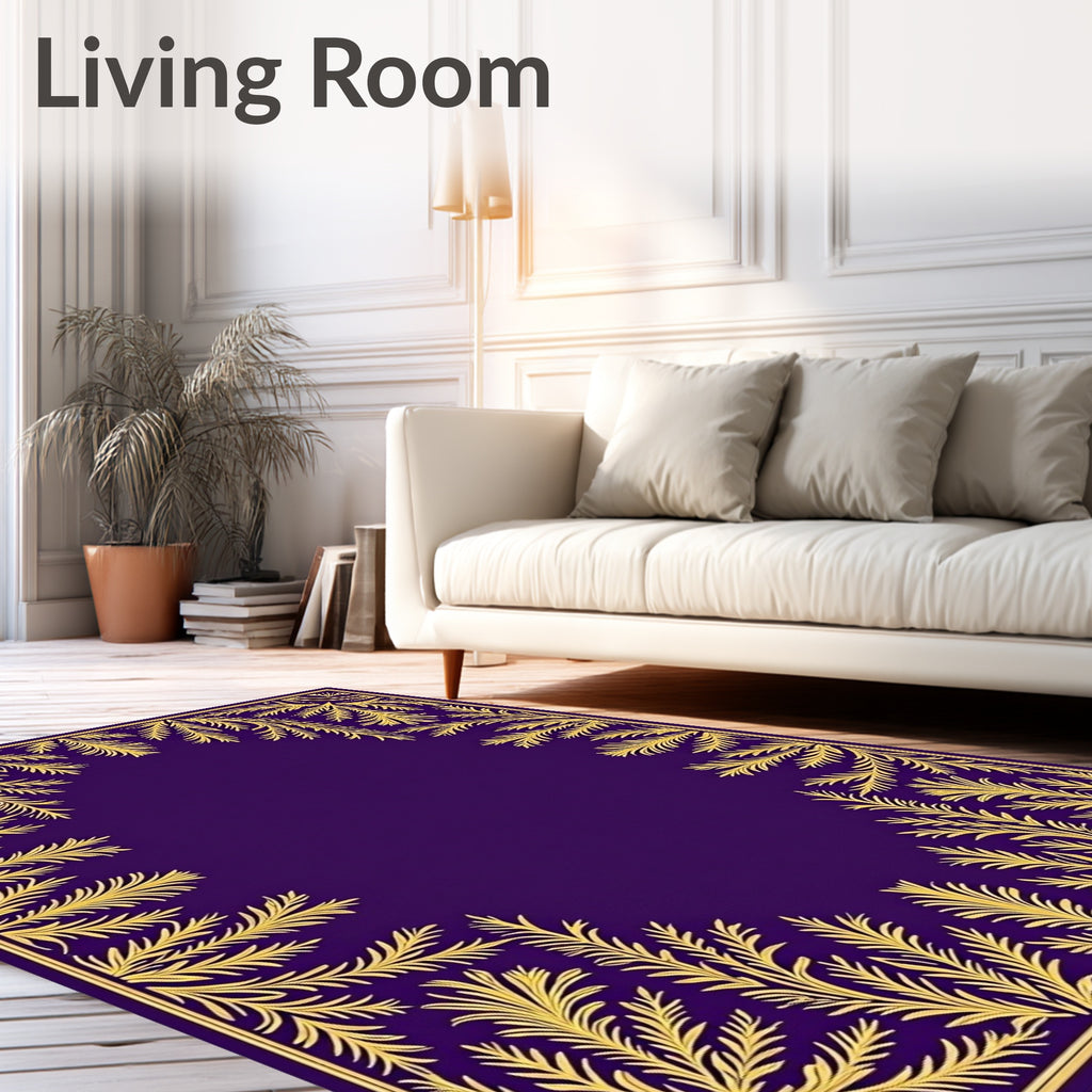 Golden Fern Bordered Purple Rug
