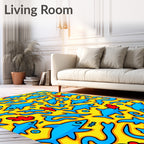 Yellow Blue Shark Whimsical Ocean Life Rug