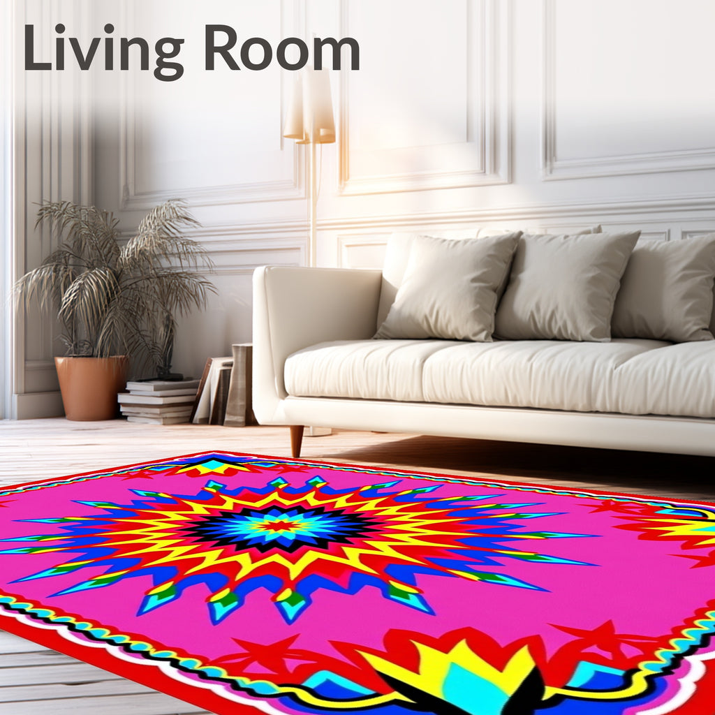 Exploding Starburst Pink Geometric Rug