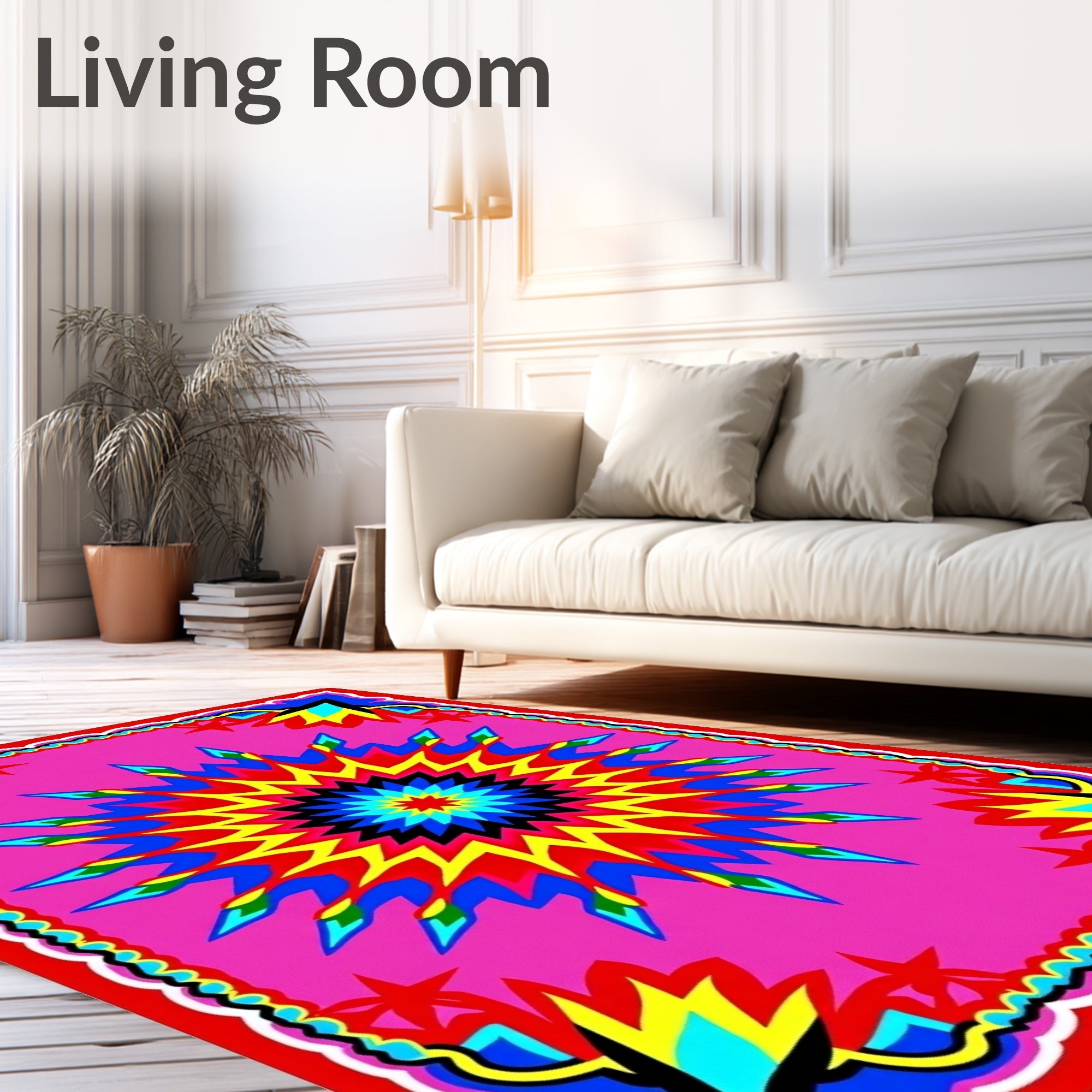 Exploding Starburst Pink Geometric Rug