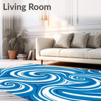 Intense Blue Swirl Contemporary Abstraction Rug