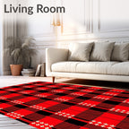 Red Black Buffalo Check Folk Art Rug