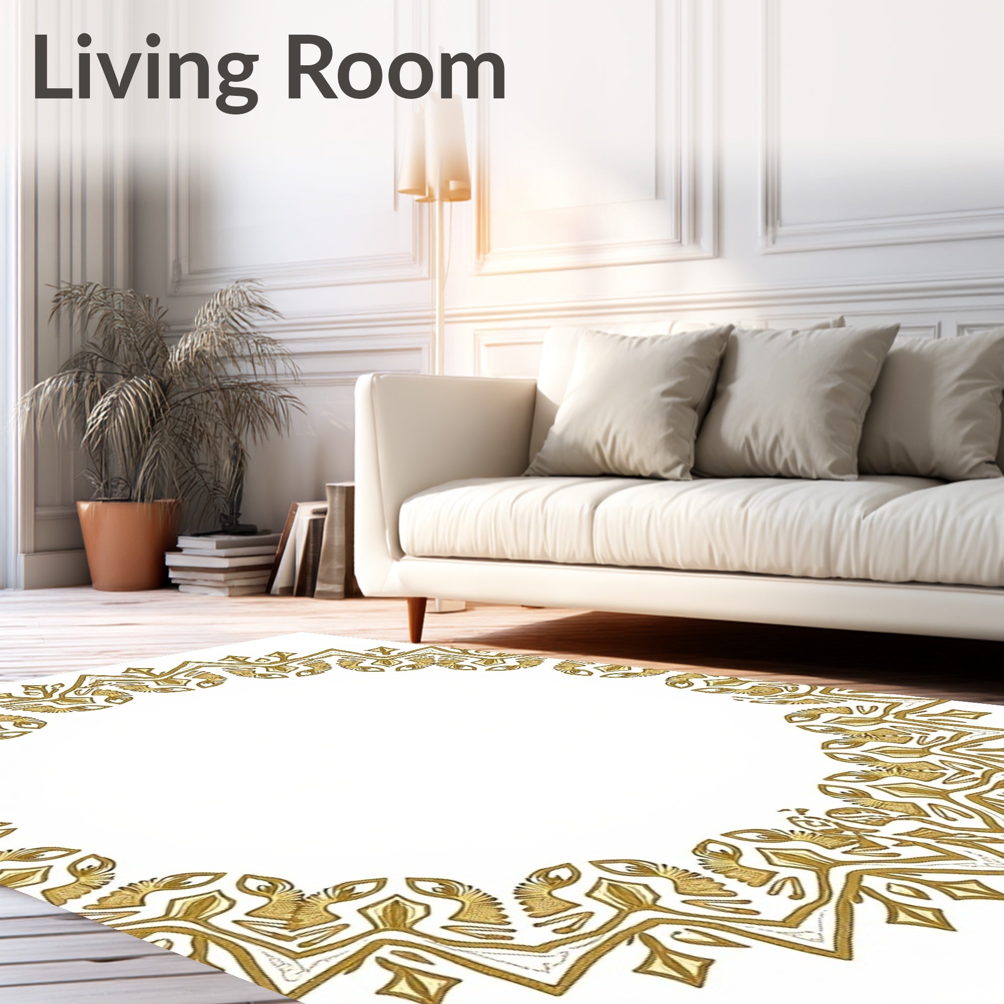 Golden Filigree Radial Arabesque Rug