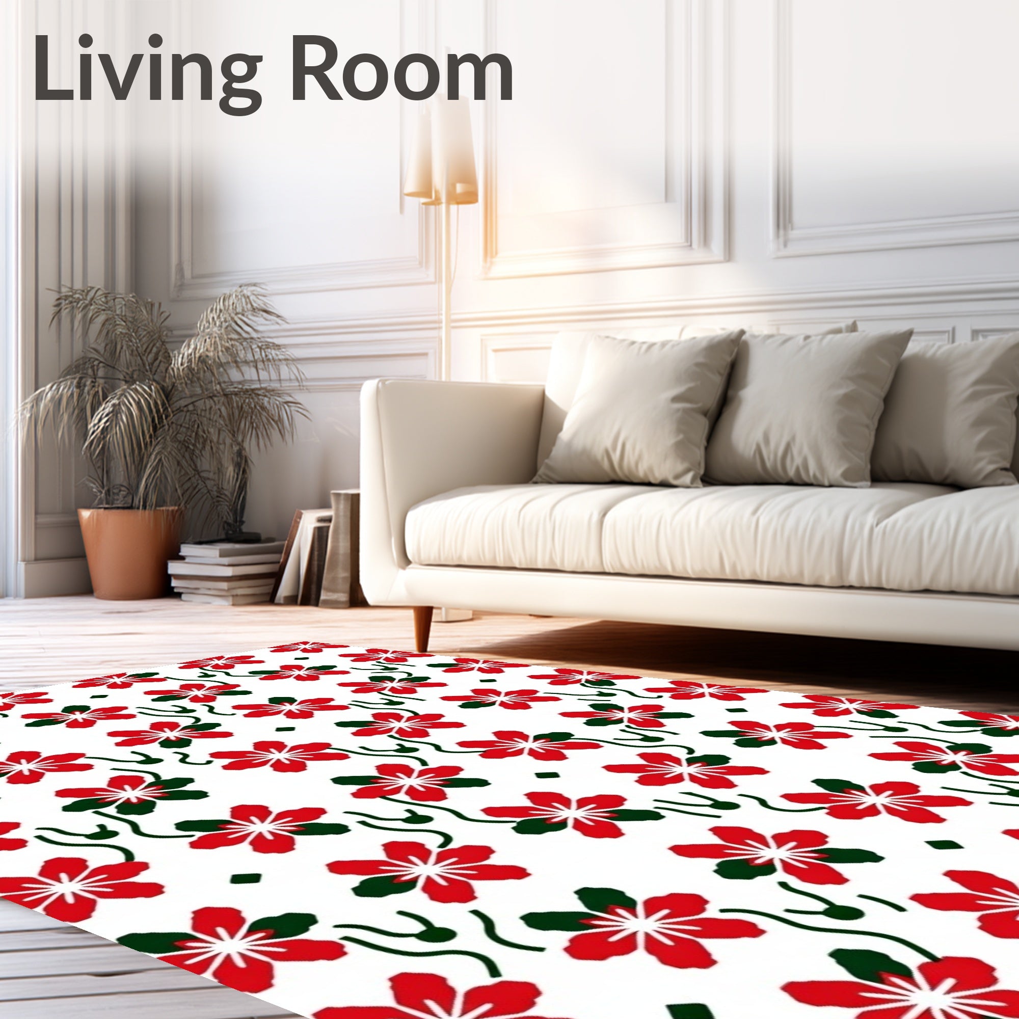Red Ditsy Floral Vine Rug