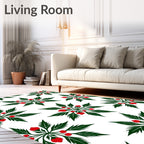 Green Leaf Red Berry Starburst Rug