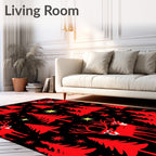 Red Reindeer Forest Night Sky Rug
