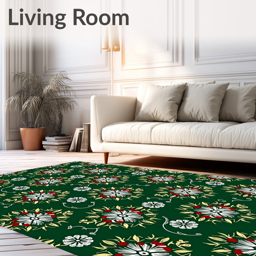 Emerald Floral Medallion Red Cream Rug