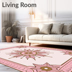 Pink and Gold Sunburst Medallion Rug